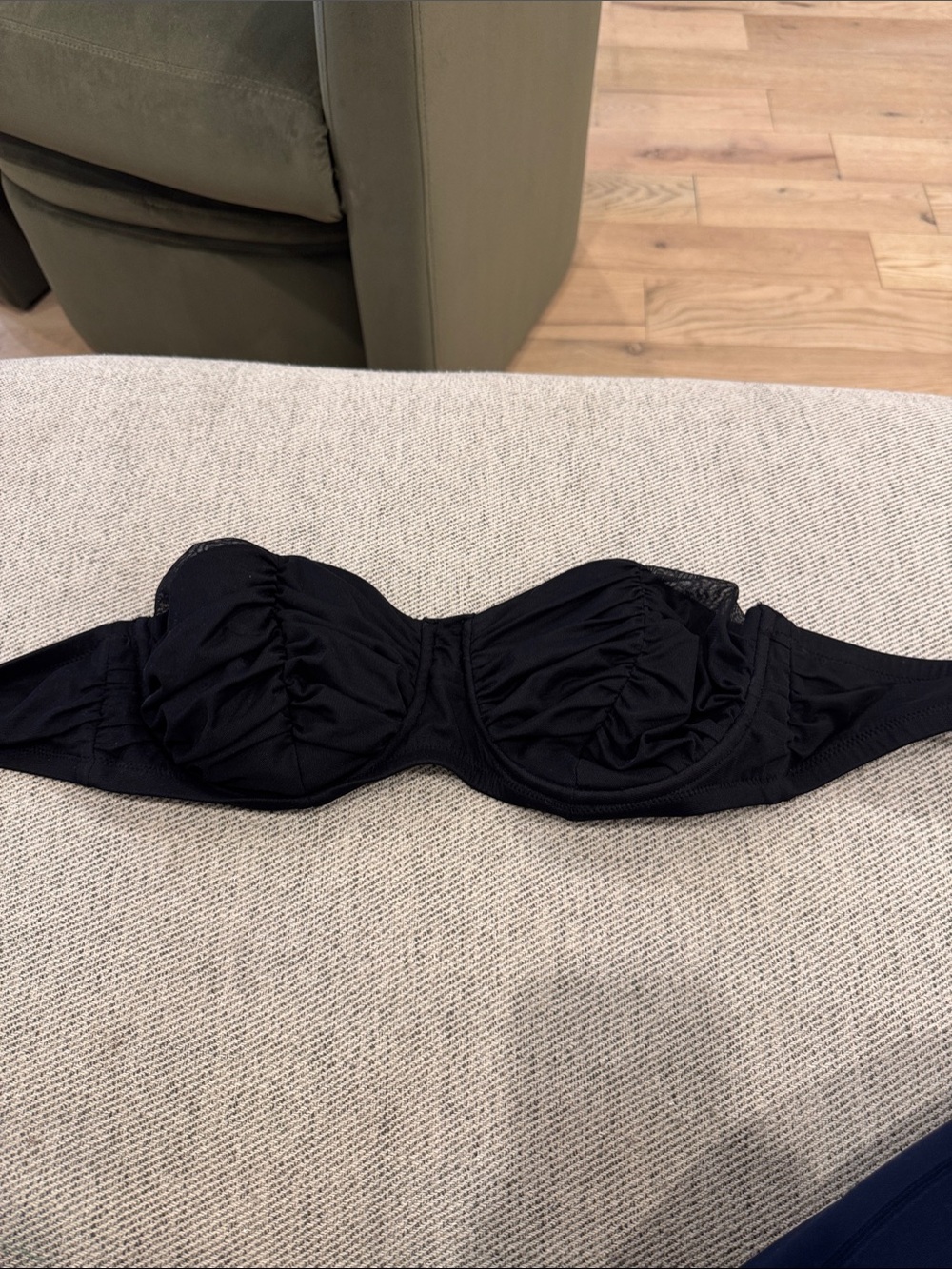 J. Crew Black Strapless Underwire Swim Bra black Tulle 32d